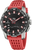 Herren-Smartwatch mit schwarzem Zifferblatt, rotem Silikonarmband und Metallgehäuse