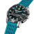 Festina Hybrid-Titanuhr schräg mit blauem Silikonband, schwarzem Zifferblatt und silberner Lünette