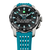 Festina Hybrid-Titanuhr mit blauem Silikonband, schwarzem Zifferblatt und seitlichen Drückern