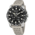Connected-Herrenuhr: schwarzes Zifferblatt, silbernes Gehäuse, graues Silikonarmband