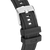 Uhrenarmband mit silberner Schließe, Prägung „CONNECTED“ und gelochtem Band.
