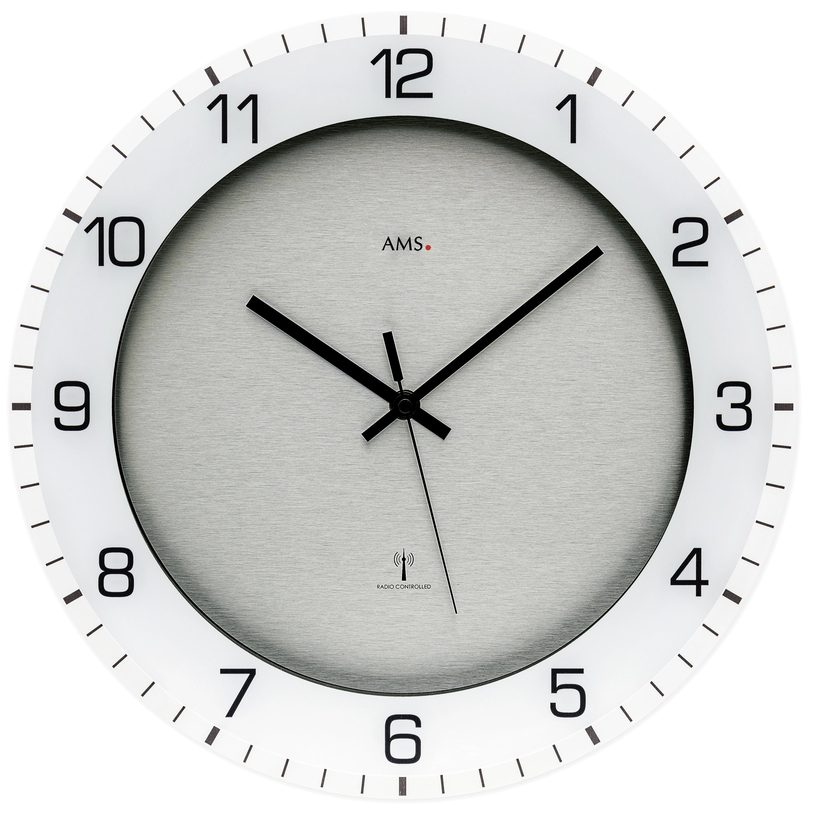 AMS Wall Clock 42 cm Ø Plastic • Radio Controlled • Precise Time