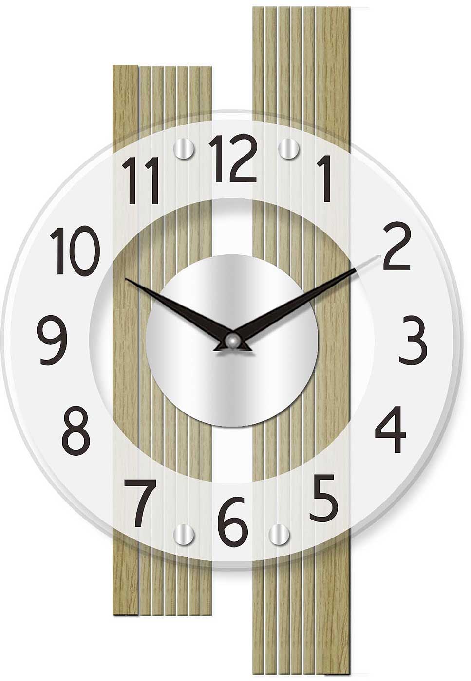 AMS Wanduhr 41x28x5 cm Holz • Funkgenau • Modernes Design