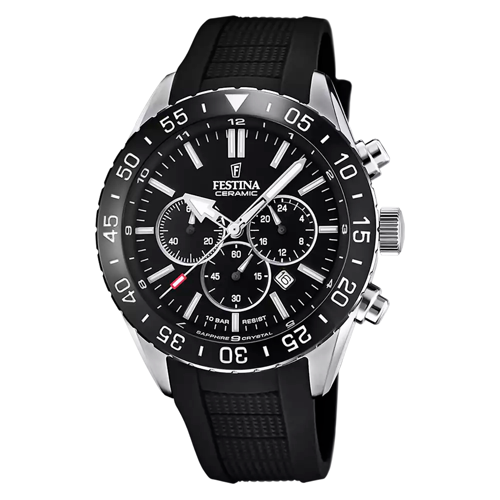 Festina Ceramic F20515/2 Herrur Svart • Safirglas • Kronograf