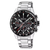 Festina Chronograph Herrenuhr mit schwarzem Zifferblatt, Metallarmband und Datumsanzeige