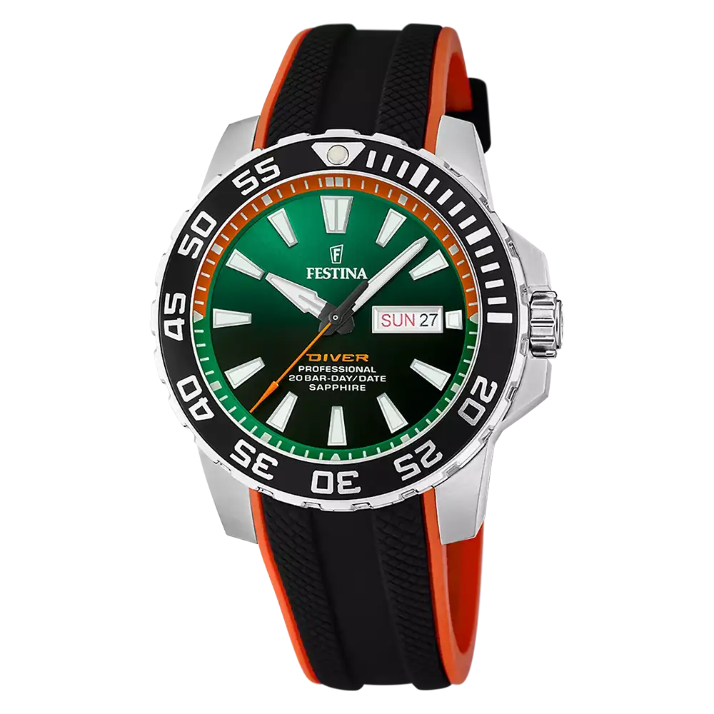 Festina F20662/2 Herrklocka Professional Diver Day-Date 45mm • Safirglas • 20 ATM