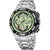 Edelstahl-Herrenuhr mit grünem Chronograph-Zifferblatt und schwarzer Lünette
