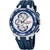 Herrenuhr mit blauem Zifferblatt und blauem Silikonarmband, Chronograph