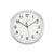 Runde Wanduhr aus silbernem, gebürstetem Aluminium mit arabischen Ziffern und Zeigern, AMS.