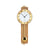 Wanduhr mit Holzgehäuse, goldfarbenem Pendel und rundem Ziffernblatt mit arabischen Ziffern