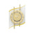 Goldfarbene Wanduhr mit Mineralglas, Zahlenring und Quarzuhrwerk, runder gelber Ziffernblatt