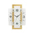 Wanduhr mit weißem Zifferblatt, Holzrahmen und facettiertem Mineralglas, schwarze Zeiger