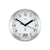 Runde Wanduhr in Silber mit weißem Zifferblatt, schwarzen Zeigern und Digitalanzeige 21