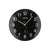 AMS Wanduhr schwarz mit weißen Ziffern, Strichskala, zwei Zeigern und Funk-Logo