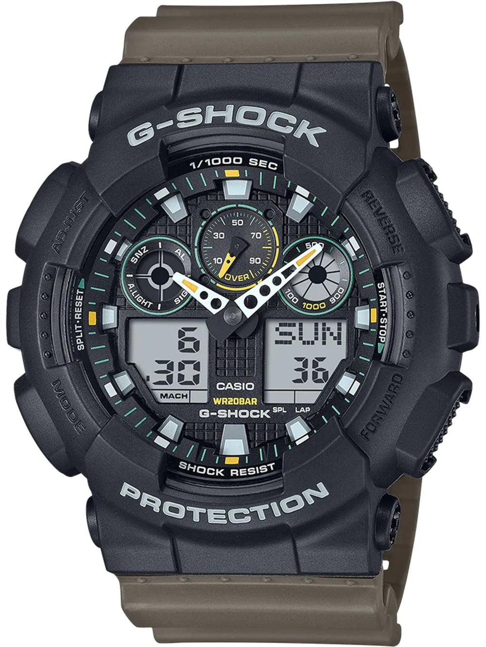 Casio G-Shock GA-100TU-1A3ER Herrenuhr • Extreme Stoßfestigkeit • Weltzeit & Stoppuhr