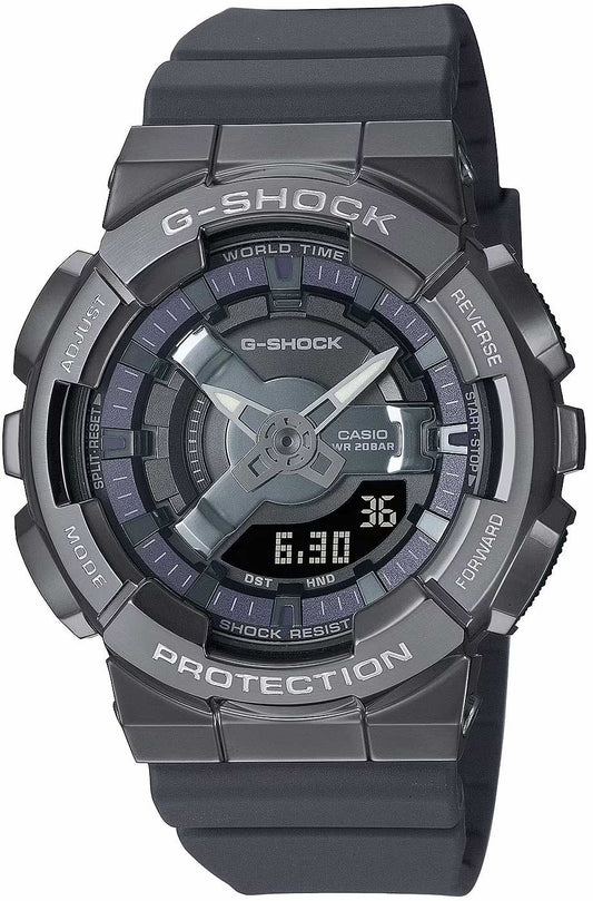 Casio G-Shock GM-S110B-8AER Damen Uhr • Edelstahl Lünette • 20 Bar Wasserdicht