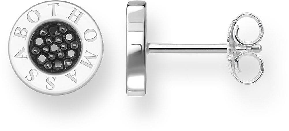 Thomas Sabo 925 Sterlingsilber-Ohrstecker, rund, mit schwarzem Steinbesatz
