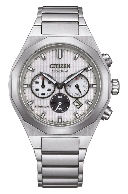 Citizen Eco-Drive Chronograph CA4690-51A Uhr • Solarantrieb • Panda-Design