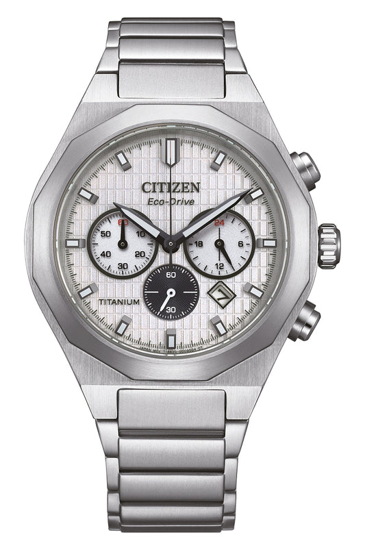 Citizen Eco-Drive Chronograph CA4690-51A Uhr • Solarantrieb • Panda-Design