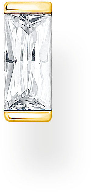 Einzel Ohrstecker mit Steinchen - 750 Gelbgold Vergoldung