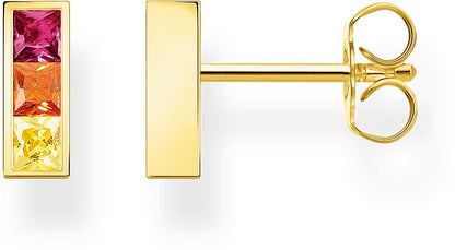 Ohrstecker mit bunten Steinen - 750 Gelbgold Vergoldung