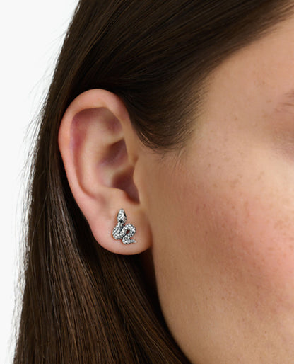 Ohrstecker Schlange geschwärzt - 925 Sterlingsilber geschwärzt