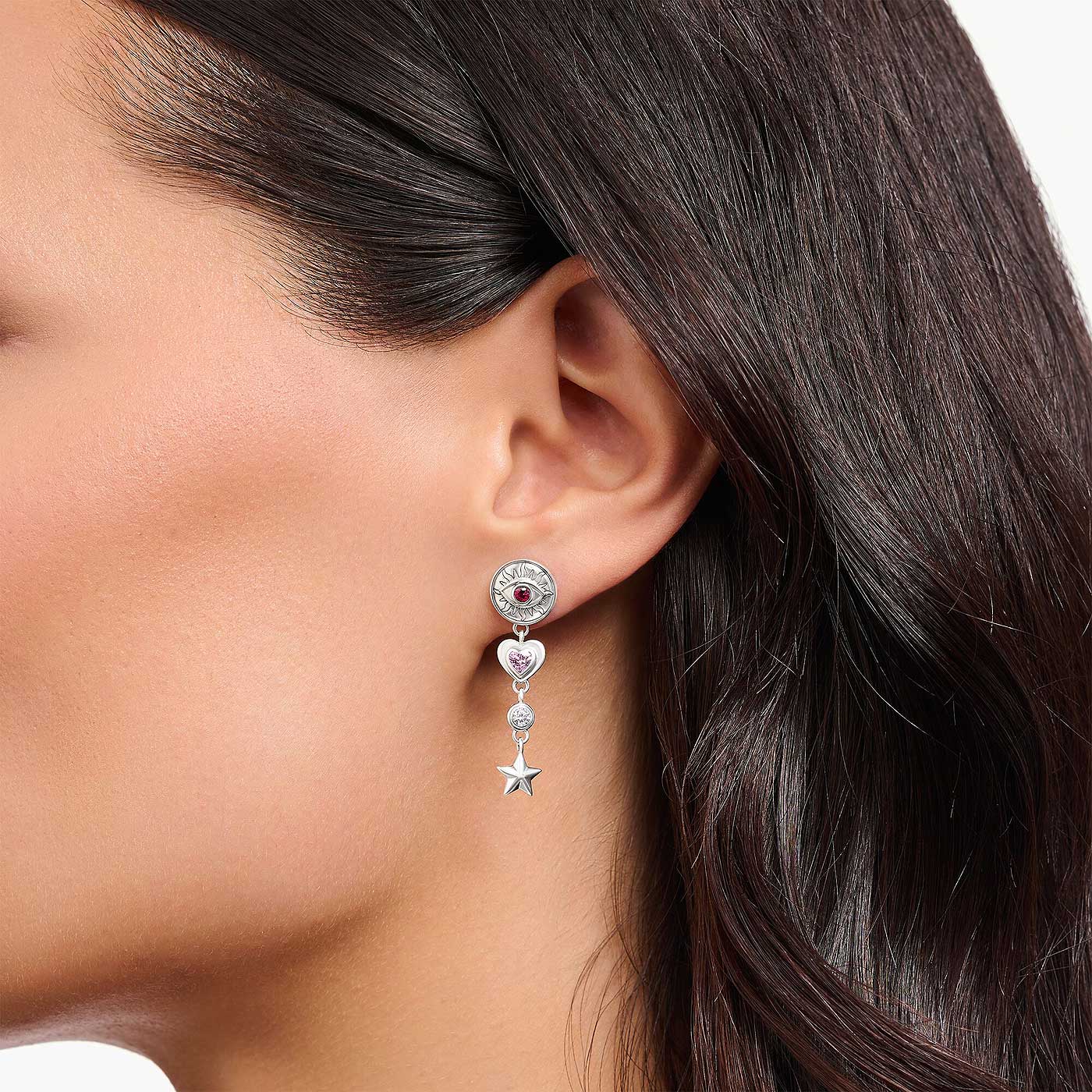 Lange Ohrhänger kosmische Talismane in 3D Optik - Thomas Sabo Modell: H2277-640-7