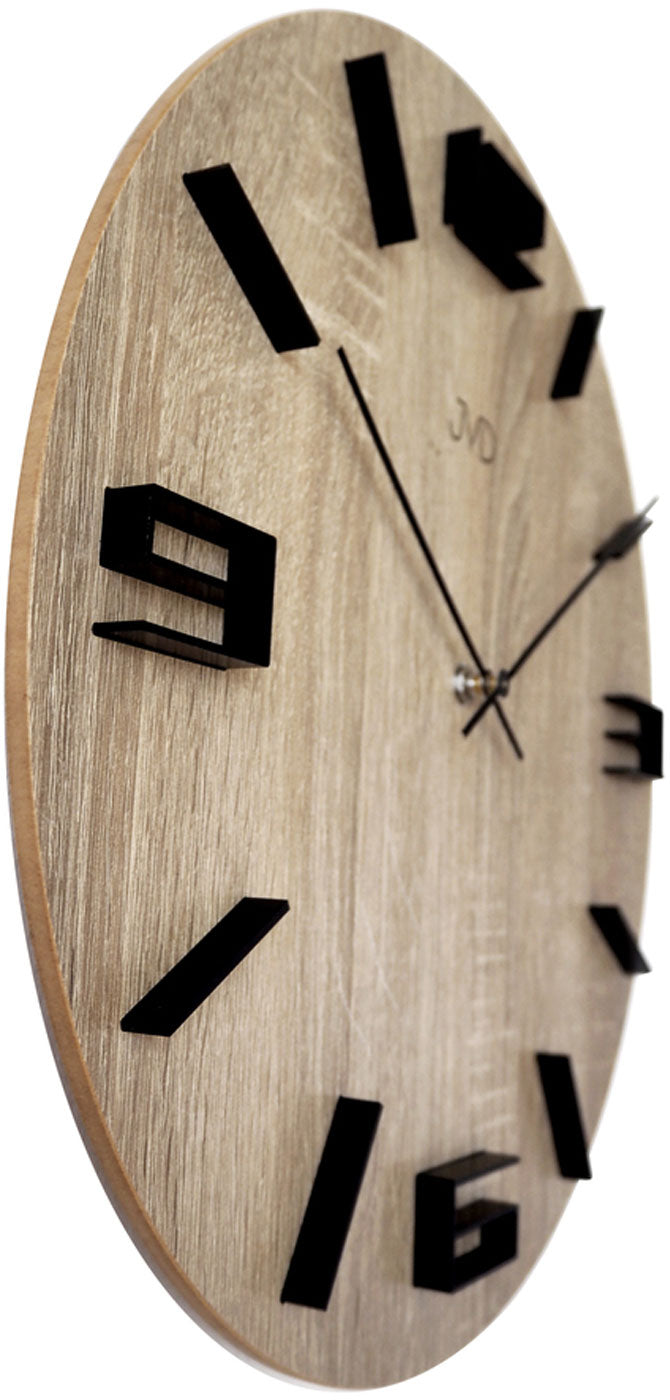 JVD Wanduhr 40 cm Ø Holz • Stilvolles Design • Präzises Quarzwerk