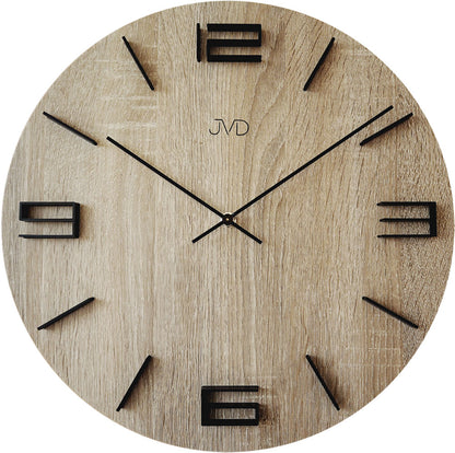 JVD Wanduhr 40 cm Ø Holz • Stilvolles Design • Präzises Quarzwerk