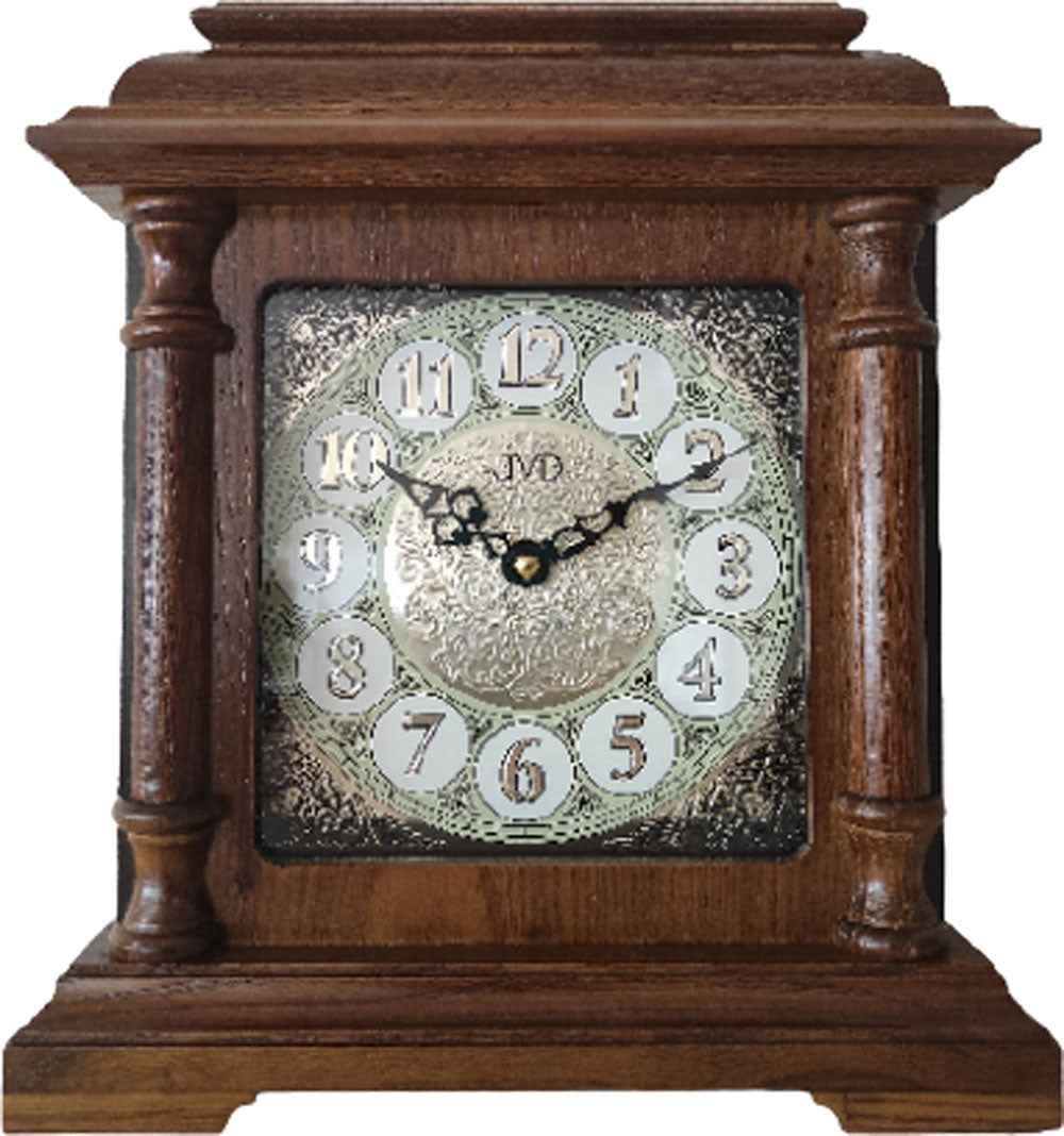 JVD Tischuhr 28,3x25,4x12 cm Holz • Klassisches Design • Quarzwerk mit Schlagwerk