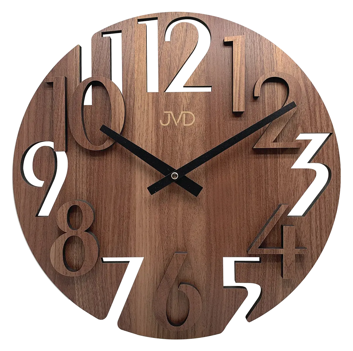 JVD Wanduhr 40 cm Ø Holz • Geräuschloses Quarz-Uhrwerk • Modernes Design