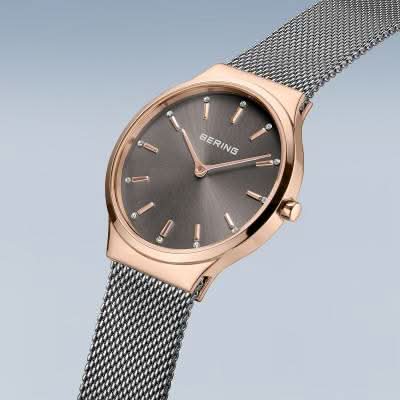 Bering Classic 12131-369-GWP Damenuhr • Kratzfestes Saphirglas • Feines Milanaise-Armband