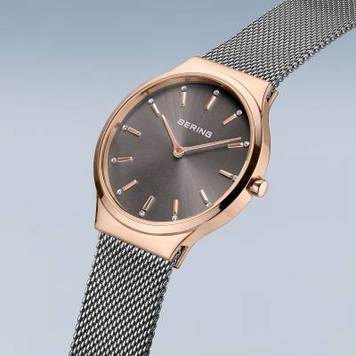 Bering Classic 12131-369-GWP Damenuhr • Kratzfestes Saphirglas • Feines Milanaise-Armband