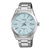 Casio Edifice Herrenarmbanduhr: silbernes Edelstahlband, hellblaues Zifferblatt