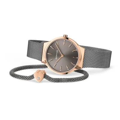 Bering Classic 12131-369-GWP Damenuhr • Kratzfestes Saphirglas • Feines Milanaise-Armband