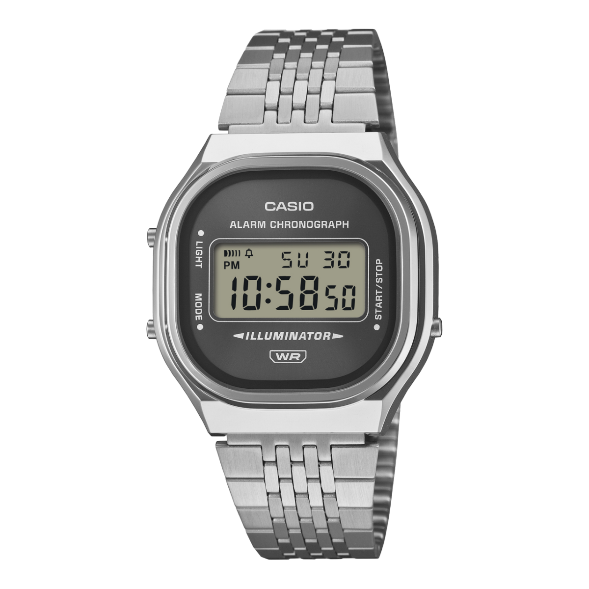 Casio Vintage A140WE-8AEF Armbanduhr Silber • Retro-Digitaldesign • Edelstahlarmband