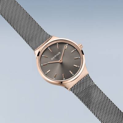 Bering Classic 12131-369-GWP Damenuhr • Kratzfestes Saphirglas • Feines Milanaise-Armband
