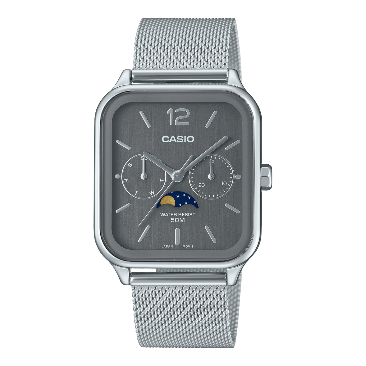 Casio MTP-M305M-8AVER Timeless Collection Herrenuhr Silber • Mondphase • Mineralglas