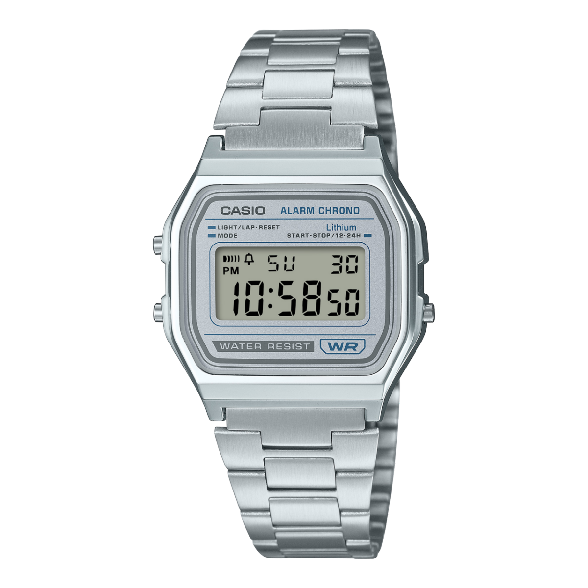 Casio Vintage A158WEA-7EF Vintage Series Armbanduhr Blau • Retro-Metallband • LED-Beleuchtung