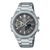 Casio Edifice Herrenuhr mit silbernem Edelstahlarmband, analogem schwarzem Zifferblatt
