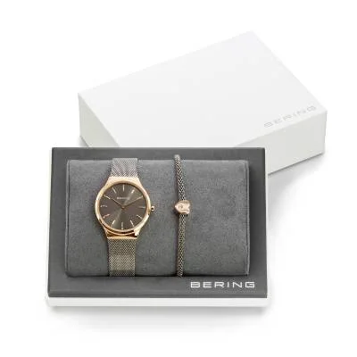 Bering Classic 12131-369-GWP Damenuhr • Kratzfestes Saphirglas • Feines Milanaise-Armband