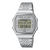 Casio Vintage Armbanduhr mit Metallband, rechteckigem Digitaldisplay und Step-Tracker