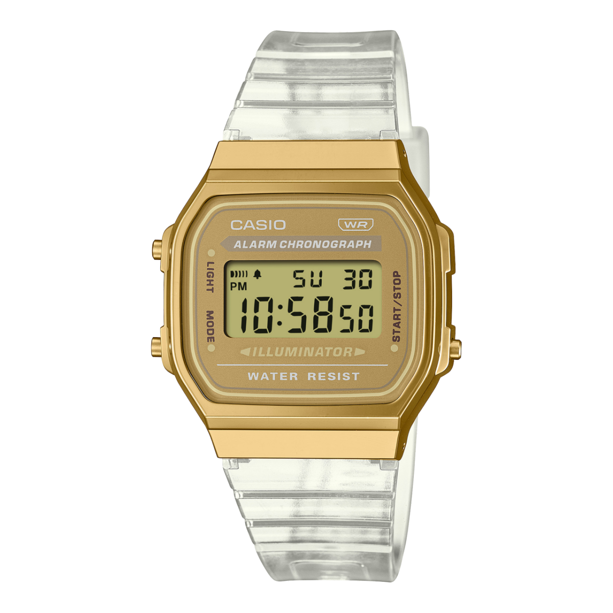 Casio Vintage A168XESG-9AEF Unisex Armbanduhr Gold • Digitales Quarzwerk • EL-Hintergrundbeleuchtung