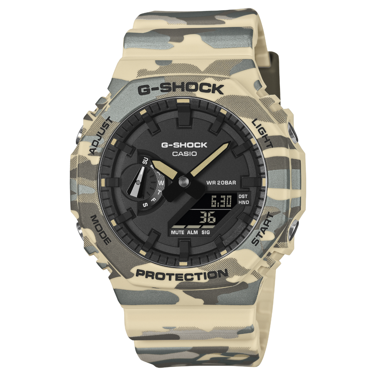 Casio G-Shock GA-2100CM-5AER Herrenuhr • Tarnmuster-Design • 20 BAR Wasserdicht