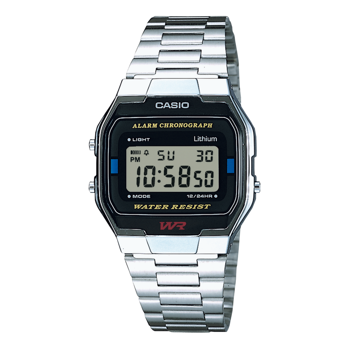 Casio Collection A163WA-1QES Digitaluhr Silber • Edelstahlarmband • Retro-Design