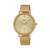 Casio Sheen Damenuhr: goldfarbenes Mesh-Armband, rundes Saphirglas, creme Zifferblatt
