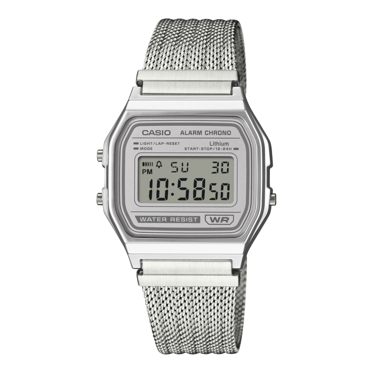 Casio Vintage A158WEM-7EF Armbanduhr Grün • Mesh-Armband • Digitalanzeige