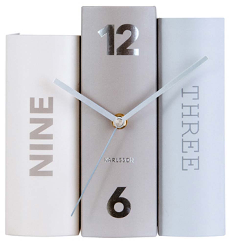 Karlsson Tischuhr 20x20x15 cm Karton • Modernes Design • Buch-Optik
