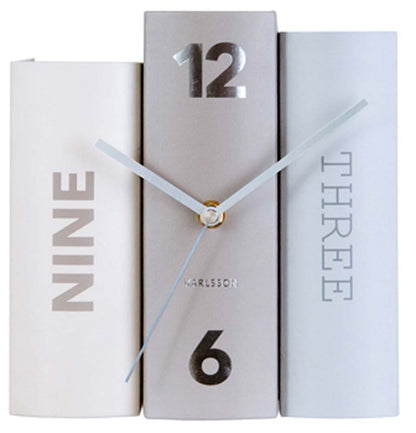 Karlsson Tischuhr 20x20x15 cm Karton • Modernes Design • Buch-Optik