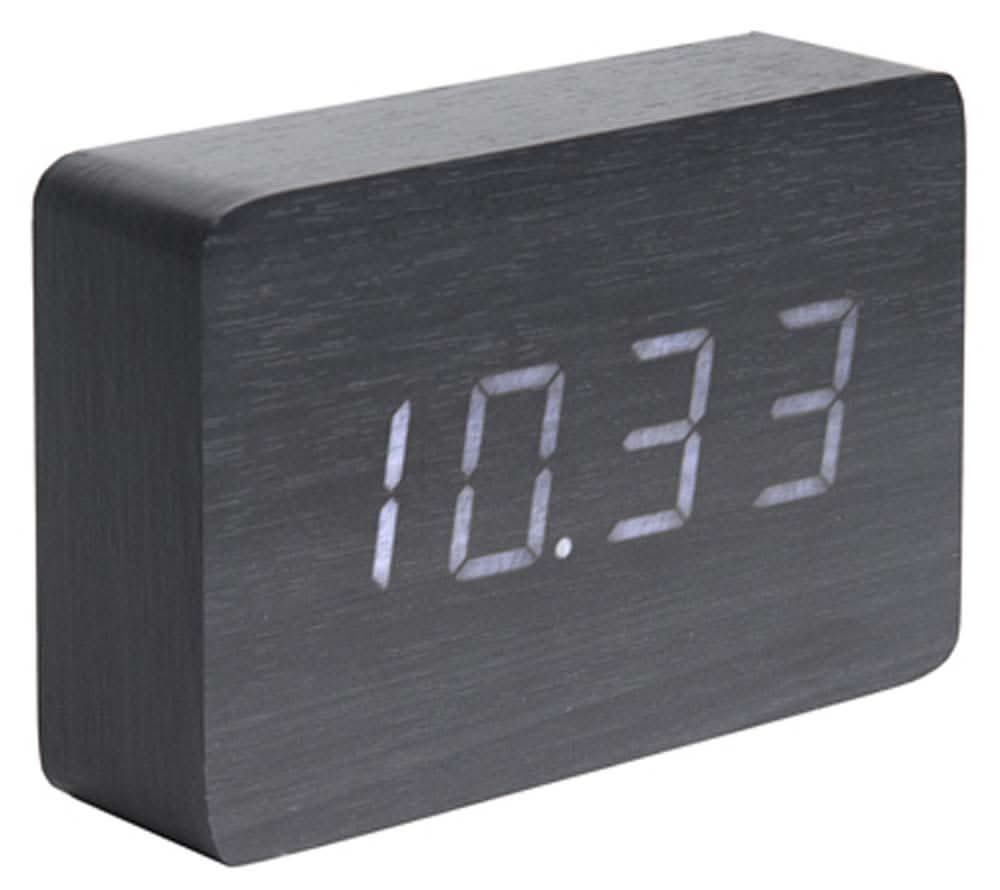 Karlsson Digital Rechteckiger Wecker 15x10x4.8 cm Holzoptik • 3 Weckzeiten • Datumsanzeige